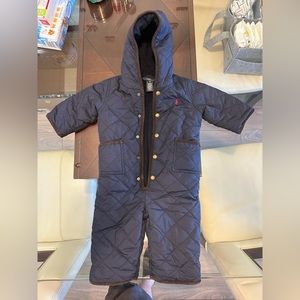 Polo Ralph Lauren Baby Boy Quilted Snow Suit  Size 12 Months Navy Blue